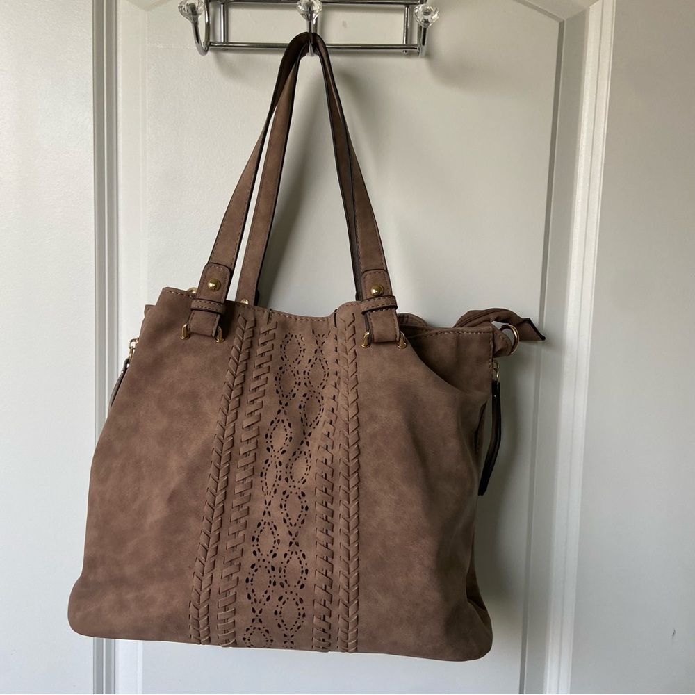 NR NYC Taupe satchel handbag with strap